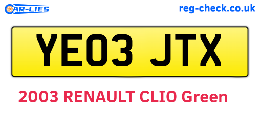YE03JTX are the vehicle registration plates.