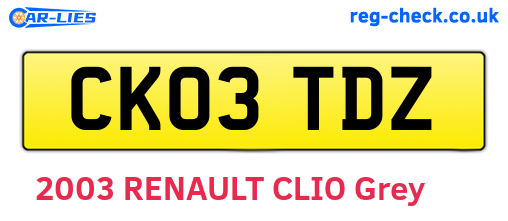 CK03TDZ are the vehicle registration plates.