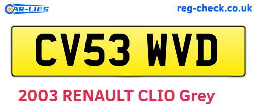CV53WVD are the vehicle registration plates.