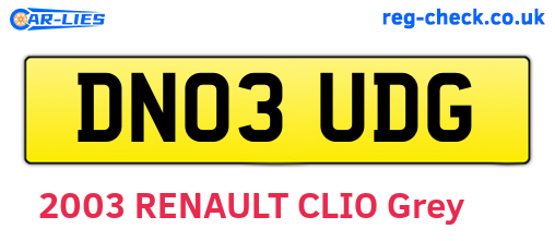 DN03UDG are the vehicle registration plates.