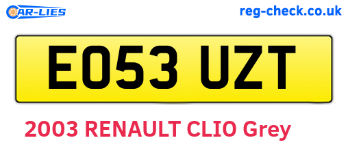 EO53UZT are the vehicle registration plates.