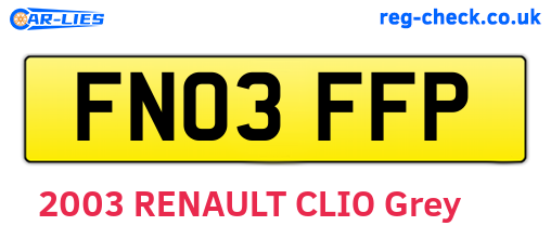 FN03FFP are the vehicle registration plates.