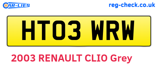 HT03WRW are the vehicle registration plates.