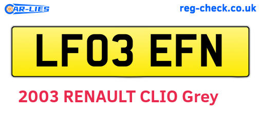 LF03EFN are the vehicle registration plates.