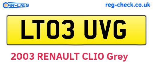 LT03UVG are the vehicle registration plates.