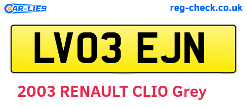 LV03EJN are the vehicle registration plates.