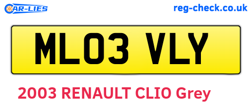 ML03VLY are the vehicle registration plates.