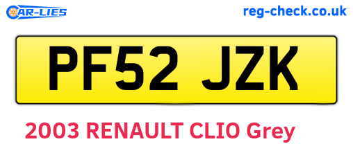 PF52JZK are the vehicle registration plates.