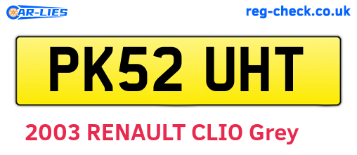 PK52UHT are the vehicle registration plates.