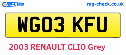 WG03KFU are the vehicle registration plates.