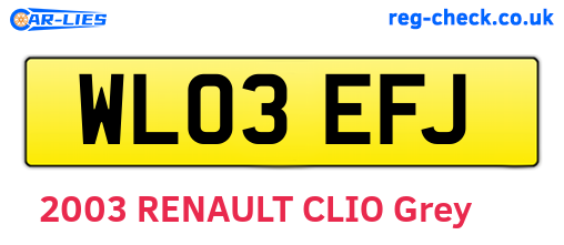 WL03EFJ are the vehicle registration plates.