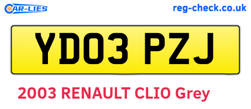 YD03PZJ are the vehicle registration plates.