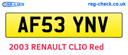AF53YNV are the vehicle registration plates.
