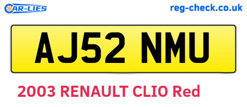 AJ52NMU are the vehicle registration plates.
