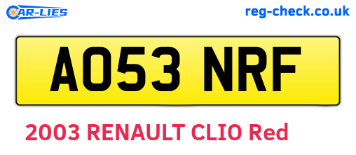AO53NRF are the vehicle registration plates.