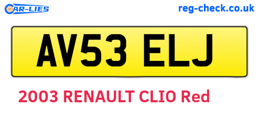AV53ELJ are the vehicle registration plates.