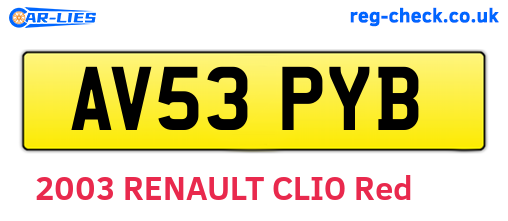 AV53PYB are the vehicle registration plates.