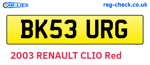 BK53URG are the vehicle registration plates.