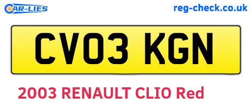 CV03KGN are the vehicle registration plates.