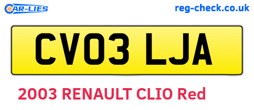 CV03LJA are the vehicle registration plates.