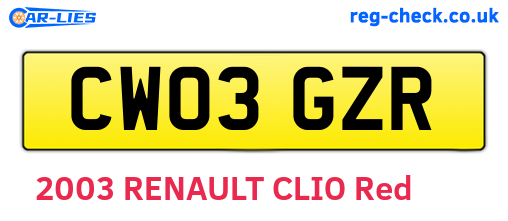 CW03GZR are the vehicle registration plates.