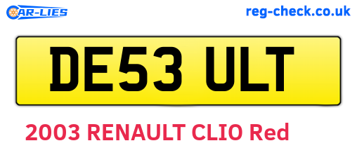 DE53ULT are the vehicle registration plates.