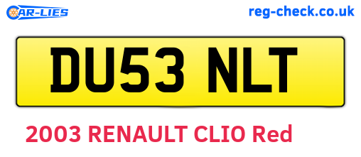 DU53NLT are the vehicle registration plates.