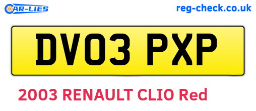 DV03PXP are the vehicle registration plates.
