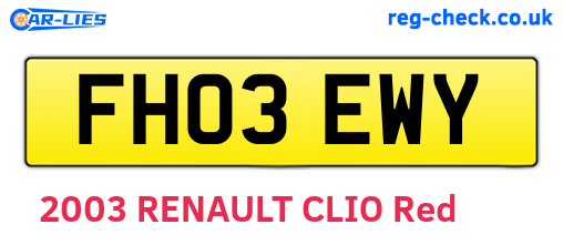 FH03EWY are the vehicle registration plates.
