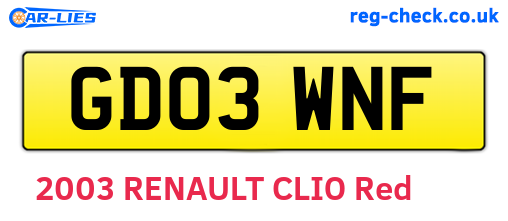 GD03WNF are the vehicle registration plates.