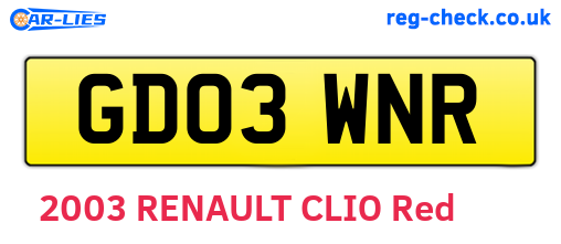 GD03WNR are the vehicle registration plates.
