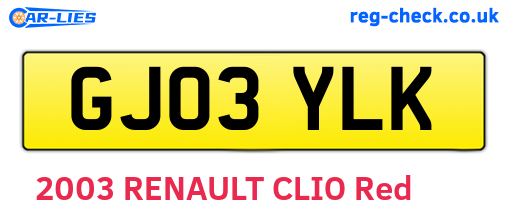 GJ03YLK are the vehicle registration plates.