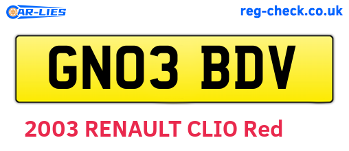 GN03BDV are the vehicle registration plates.