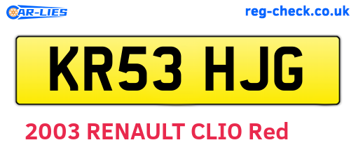 KR53HJG are the vehicle registration plates.