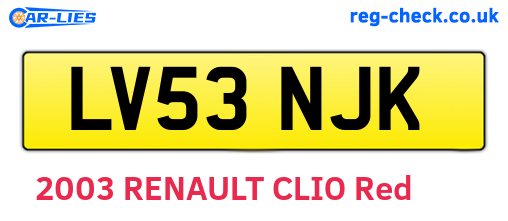 LV53NJK are the vehicle registration plates.