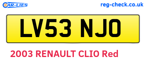 LV53NJO are the vehicle registration plates.
