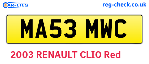 MA53MWC are the vehicle registration plates.
