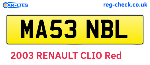 MA53NBL are the vehicle registration plates.