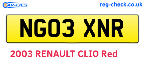 NG03XNR are the vehicle registration plates.