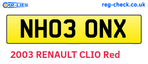 NH03ONX are the vehicle registration plates.