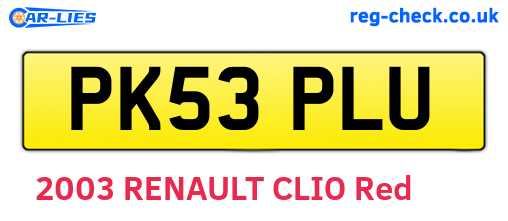 PK53PLU are the vehicle registration plates.