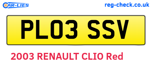 PL03SSV are the vehicle registration plates.