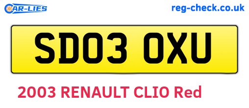SD03OXU are the vehicle registration plates.