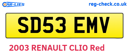 SD53EMV are the vehicle registration plates.