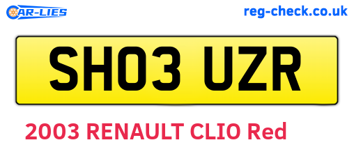 SH03UZR are the vehicle registration plates.