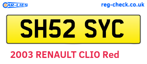 SH52SYC are the vehicle registration plates.