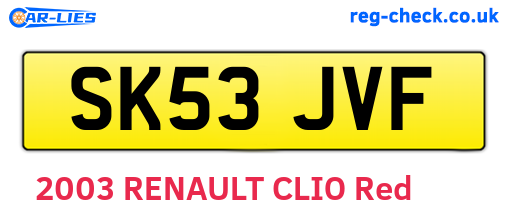 SK53JVF are the vehicle registration plates.