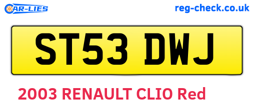 ST53DWJ are the vehicle registration plates.