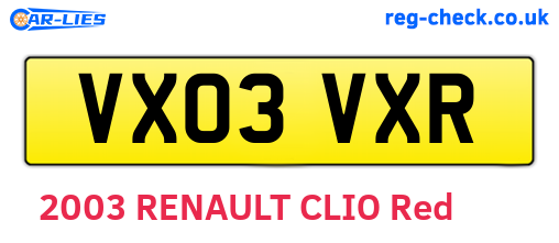 VX03VXR are the vehicle registration plates.