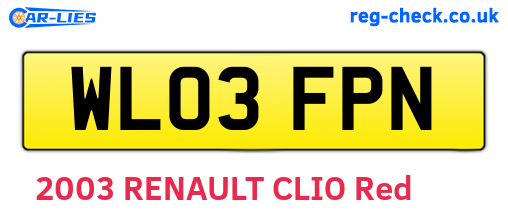 WL03FPN are the vehicle registration plates.